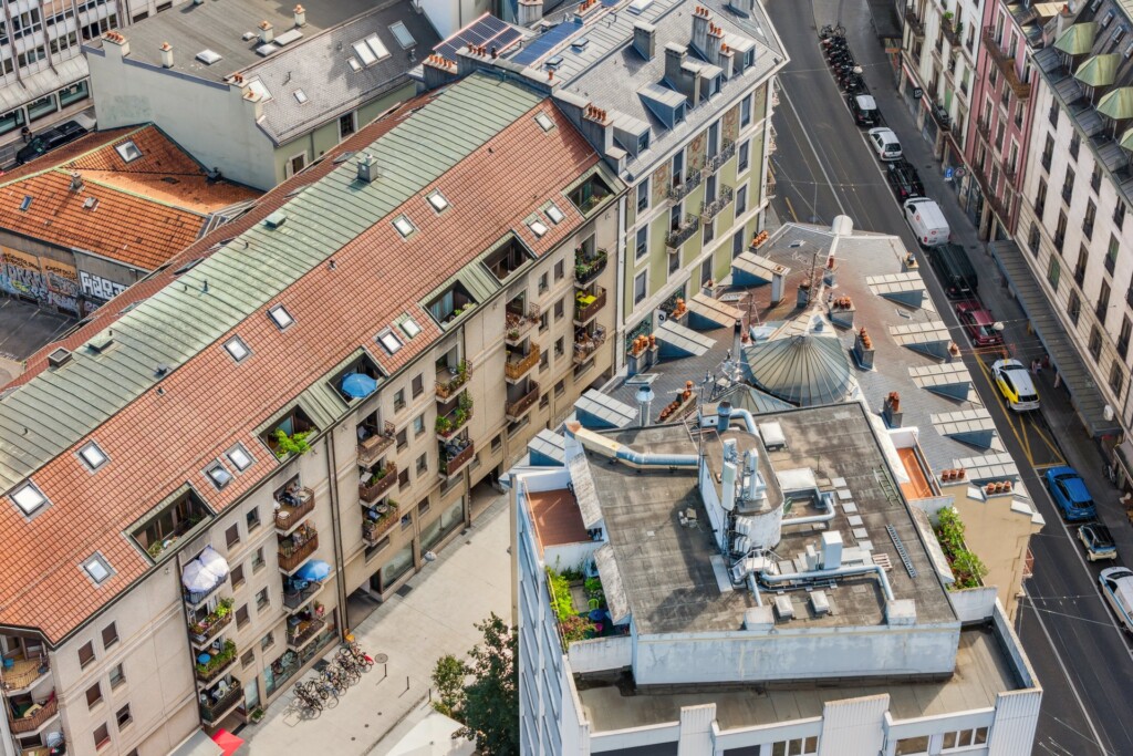 Vue aérienne Rue des Rois 21-23, 1204 Genève. 