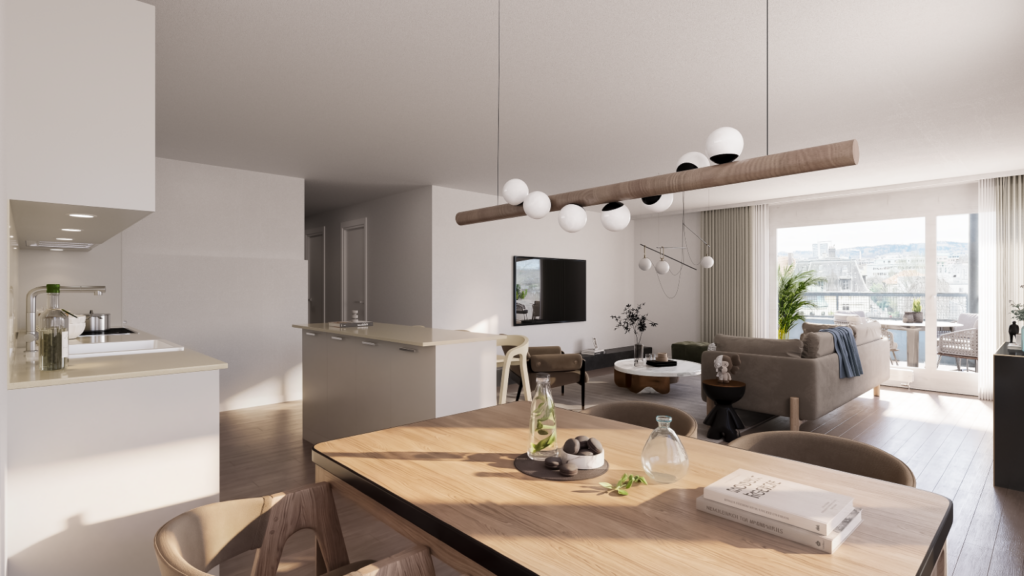 CGI picture of future appartements at Rue du Rüschli 1, 2502 Biel/Bienne